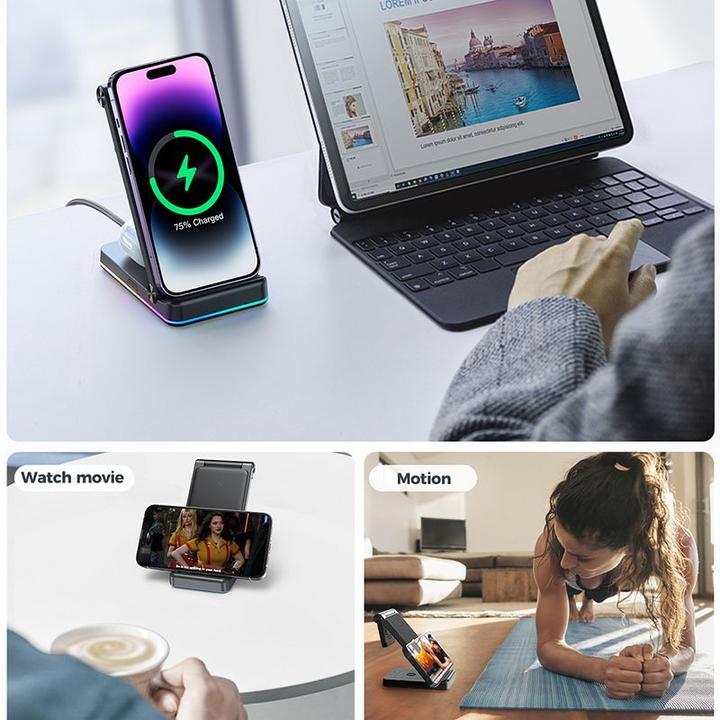 Actual product image Joyroom 3in1 Wireless Charging Station JR-WQN01 (15 W)