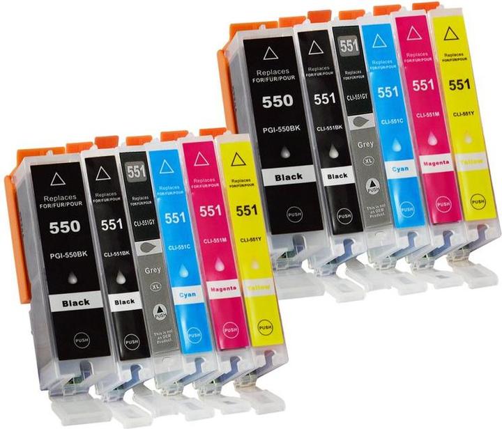 Actual product image Hermex Compatible Canon Pixma MG 6350 Printer Cartridges (M, GY, C, FC, PGBK, Y)