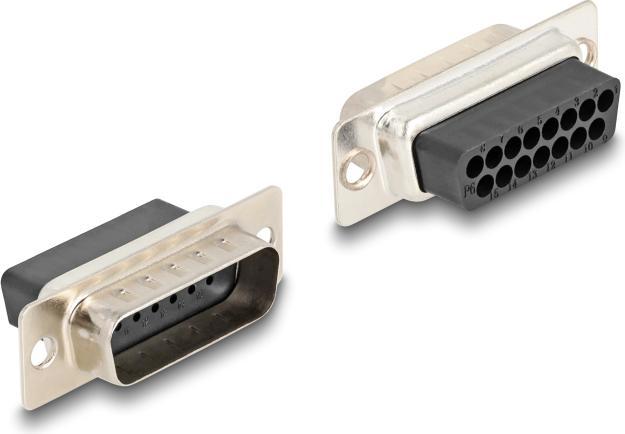 Actual product image Delock D-Sub 15 pin socket to RJ45 socket mounting kit red (0.04 m, VGA)