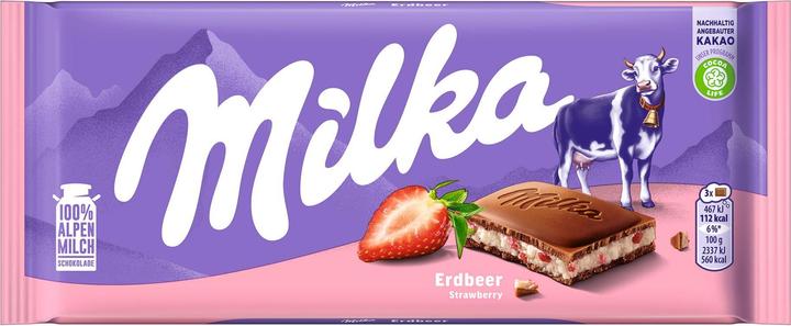 Actual product image Milka Strawberry Chocolate 100,0 g (102 g)