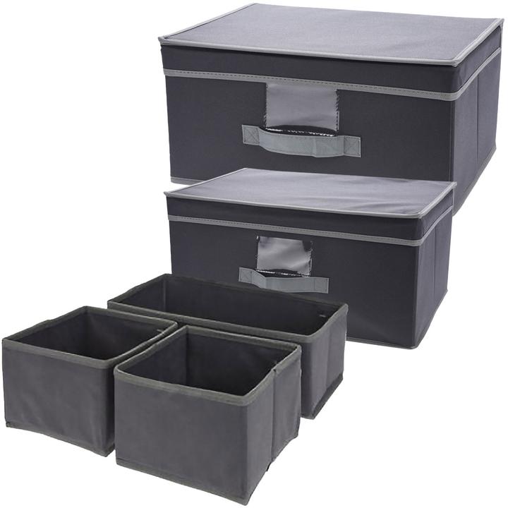 Immagine prodotto Storage Solutions Aufbewahrungs-Set, 3tlg mit 2x Aufbewahrungsboxen & 1x Schubladen Organizer, schwarz