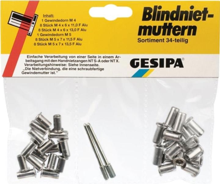 Gesipa Blindnietmuttern M4/M5,34tlg