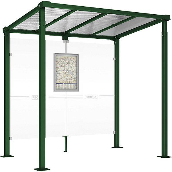 SPL Pensilina MILANO, senza pannello laterale, larghezza 2520 mm, verde muschio.