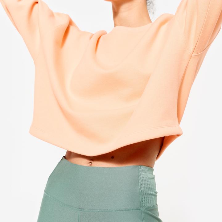 Produktbild Domyos Sweatshirt Crop Damen bequem dehnbar - pfirsich/orange (L)