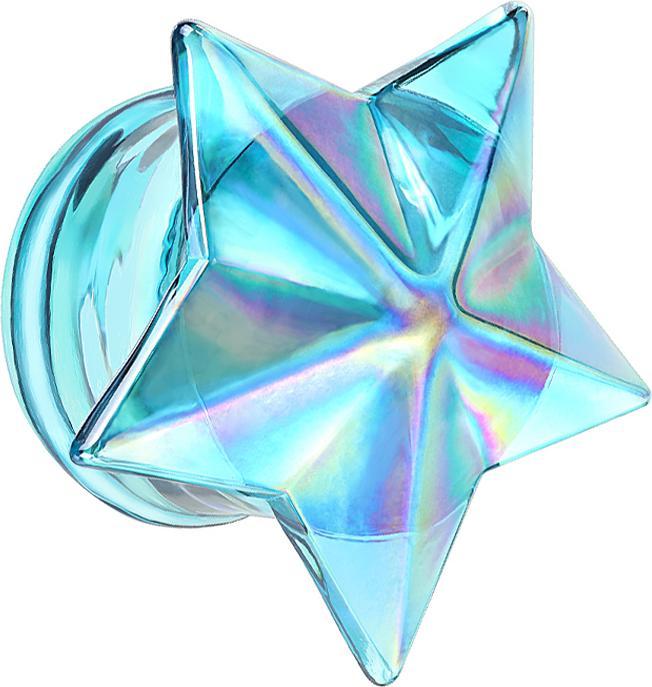 Produktbild Star Piercing Flared Plug blauer Stern aus Glas (ohne Messing, Glas)