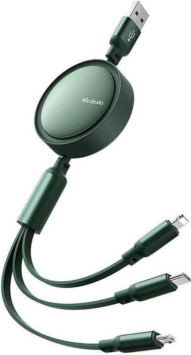 Image du produit Mcdodo Câble 3in1 USB vers USB-C / Lightning / Micro USB, CA-7257, 3.5A, 1.2m (vert) (1.20 m, USB 3.2 Gen 1)