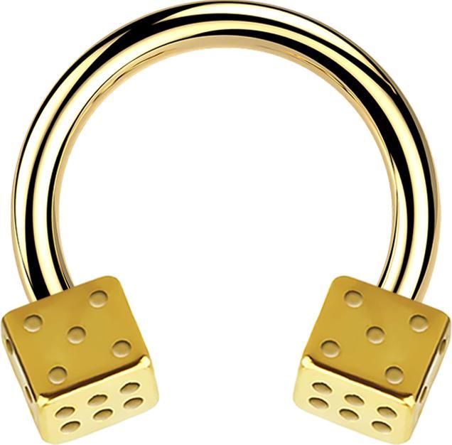 Produktbild Star Piercing Micro Circular Barbell vergoldet mit zwei Würfel (ohne Messing, Chirurgenstahl 316L)