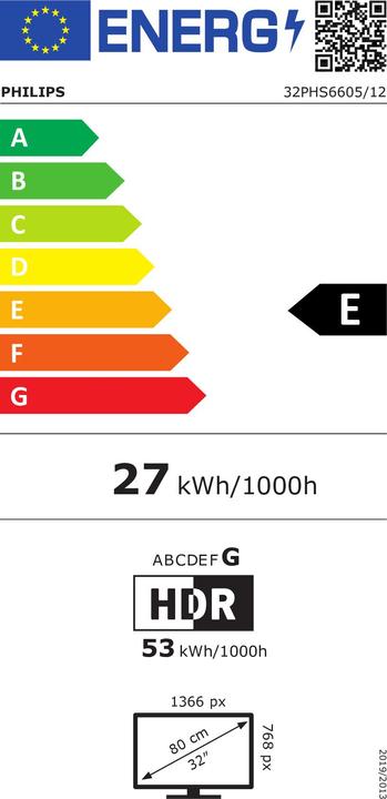 Label énergétique Philips 32PHS6605 (32", PHS6605, LCD, HD, 2020)
