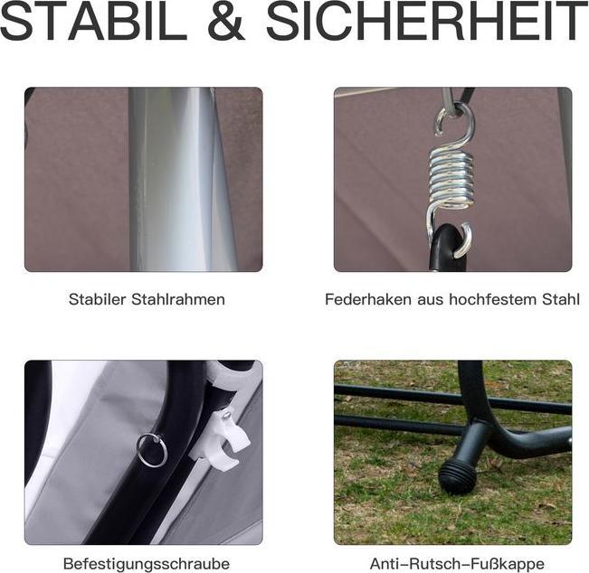 Produktbild Outsunny Hollywoodschaukel Gartenschaukel 3-Sitzer mit Liegefunktion
