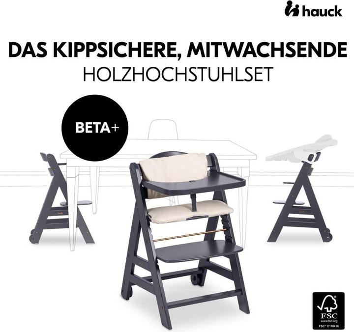 Image du produit Hauck Chaise haute Beta Plus Dark Grey 5-pièces Newborn Set - Chaise haute (Chaise haute)