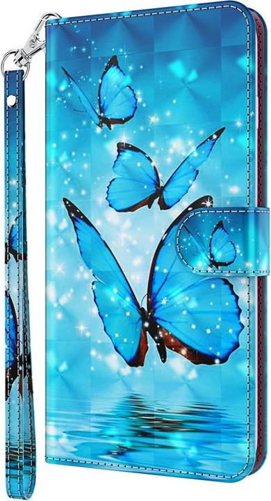 Produktbild Cover-Discount iPhone 13 mini - Etui Glitzer Effekt Schmetterling blau (Apple iPhone 13 mini)