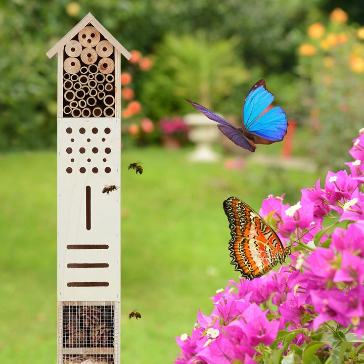 Actual product image Relaxdays Insect Hotel with Spike Stand (Wild bees, Ladybirds, Lacewings)