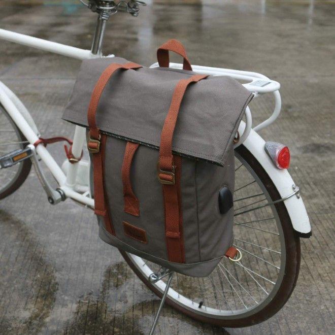 Produktbild Tourbon Wasserabweisende Canvas Velo Gepäckträgertasche & Rucksack (18 l, Gepäckträgertasche)