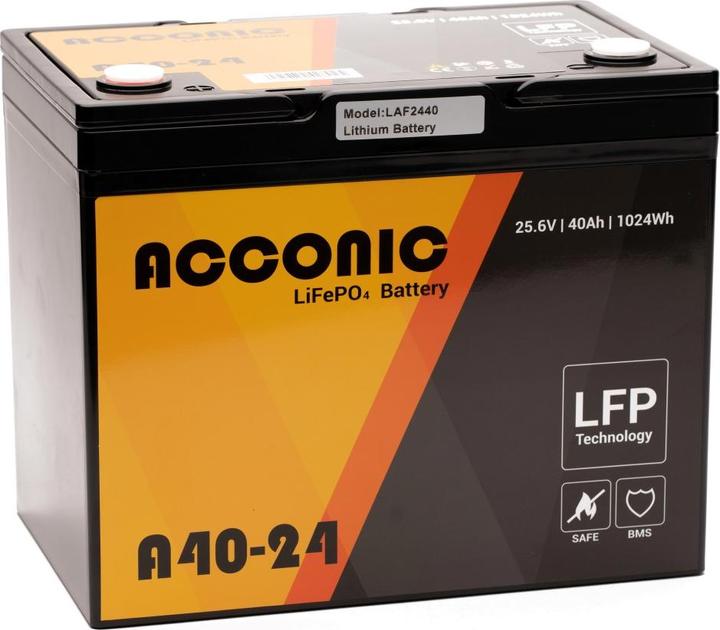 Acconic A40 LiFePO4 Lithium Versorgungsbatterie 24V (24 V, 40 Ah)