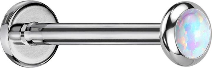 Produktbild Star Piercing Micro Threadless Labret silber Scheibe abgerundet Opal weiss (Titan G23, ohne Messing)