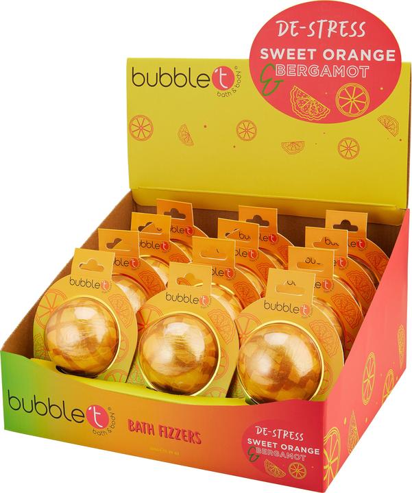 Bubble T Bath Fizzer De-stress Sweet Orange & Bergamot 150g (Badekugeln)