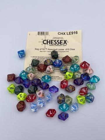 Chessex Sacchetto di 50™ Mini-Polyhedral d10 sciolti assortiti