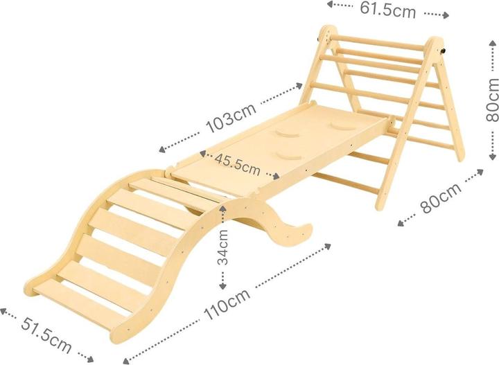 Produktbild Hermex 3-tlg. Holzklettergerüst Indoor-Kletterdreieck Schaukel Kletterbogen