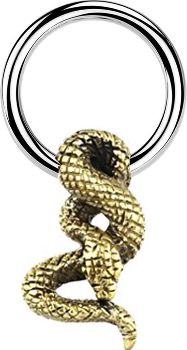Star Piercing Micro Closure Ring silber Schlange vergoldet (Messing, Chirurgenstahl 316L)