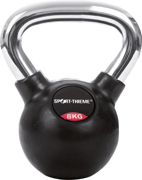 Actual product image Sport-Thieme Kettlebell rubberised with smooth chrome handle (1 x 6 kg)