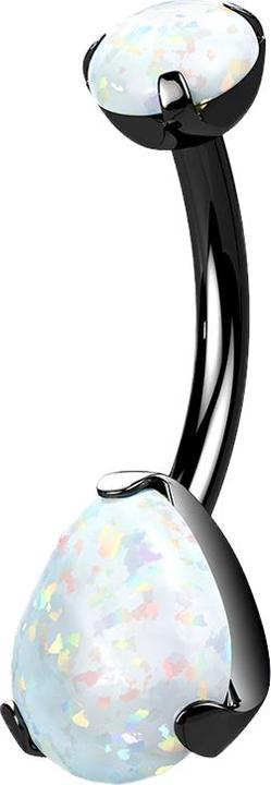 Produktbild Star Piercing Banane schwarz mit Opal und Opal Tropfen weiss (Titan G23, ohne Messing)