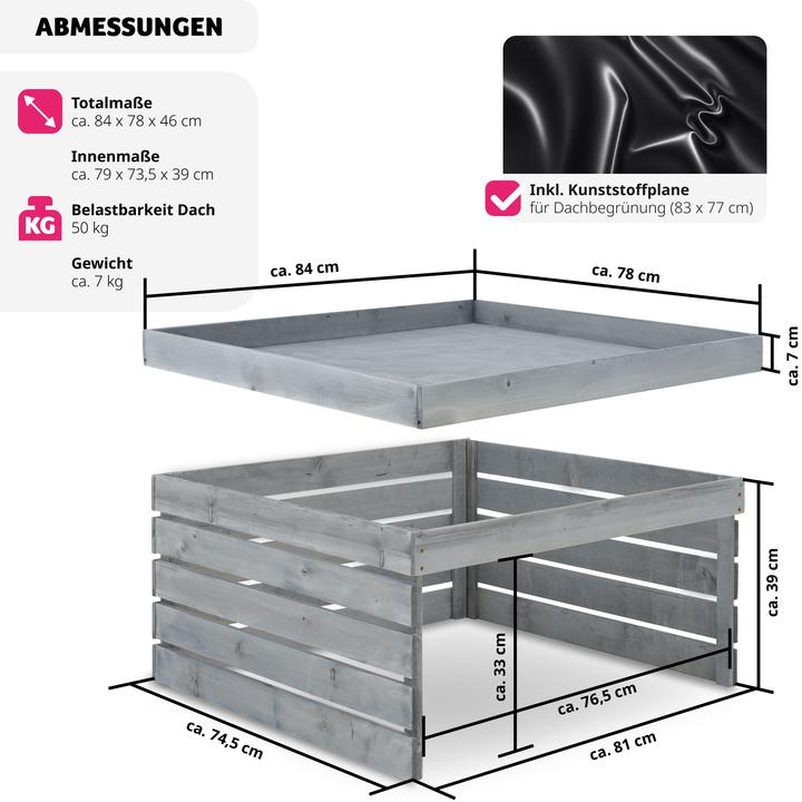 Image du produit tectake Garage pour robot tondeuse Hortus, bois, toit végétalisable (Tondeuse à gazon, Garage pour tondeuse robot)