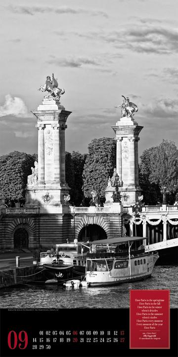Actual product image Paris, je taime - Literatur-Kalender 2026 (33 x 66 cm, Hardcover, German)