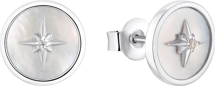 Image du produit S.Oliver Boucles d'oreilles pour femmes, argent 925 Sterling, zirconium synth., nacre | étoile (Argent 925)