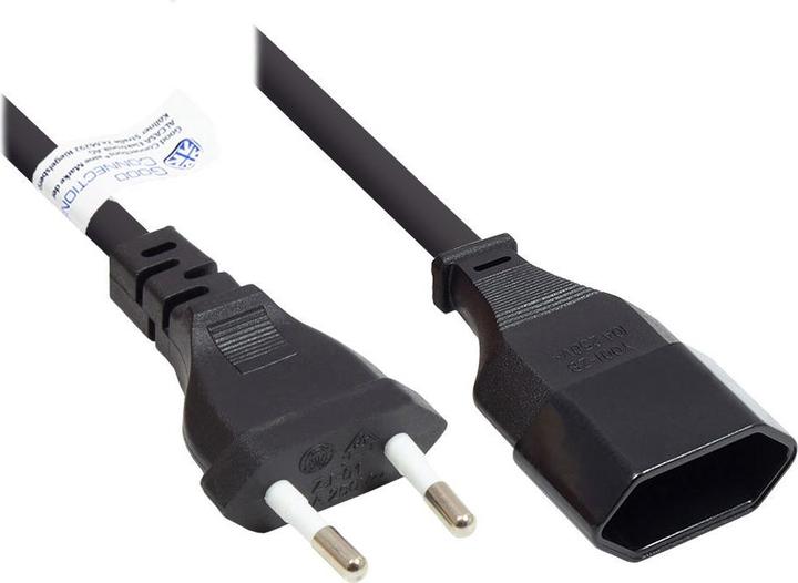 Actual product image Good Connections Euro extension Euro plug type C (straight) to Euro socket (straight), black, 0.75 mm², 0.2 m, ® (0.20 m)