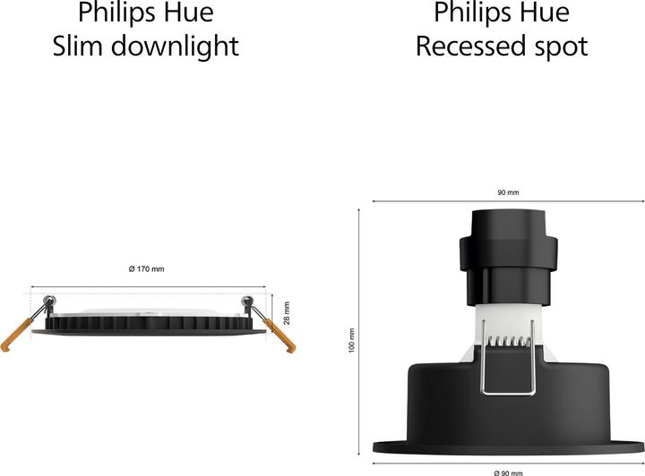 Actual product image Philips Hue White & Color Ambiance Slim Recessed (1200 lm)