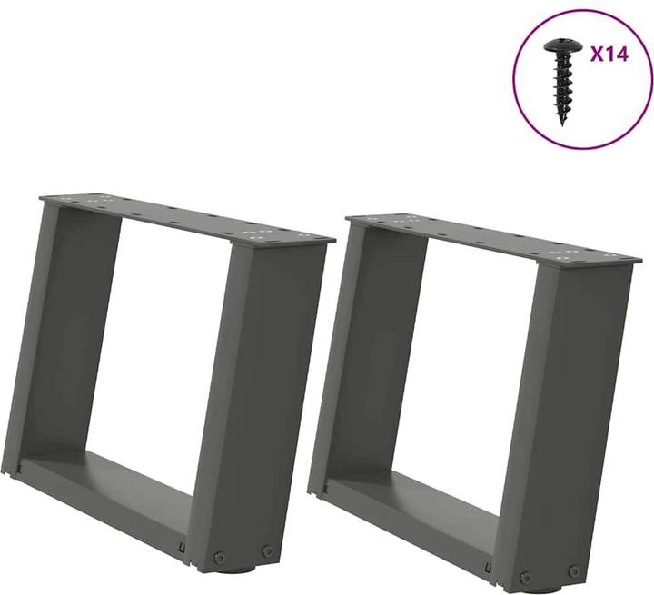Image du produit VidaXL Pieds de table basse en U 2 pcs. Anthracite 50x(30-31) cm Pied de table en acier