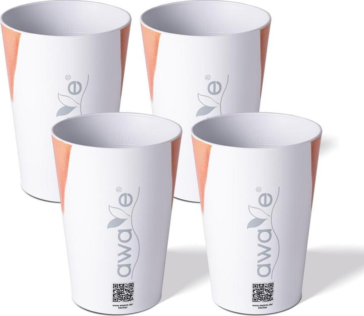 Actual product image Awave 4-piece festival cup set, 400 ml, rPET, with calibration mark and spacer, nose motif (0.40 l, 4 x)