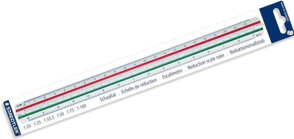 Produktbild Staedtler Dreikant-Massstab Mars 561 98-2BK, weiss aus Kunststoff, farbige Hohlkehlen, geprägte Teilung (33 mm)