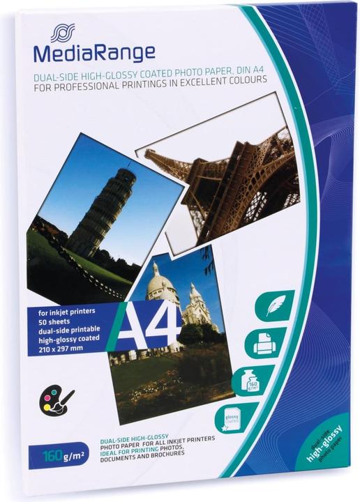 Actual product image MediaRange Dual-side high-glossy photo paper (160 g/m², A4, 50 x)