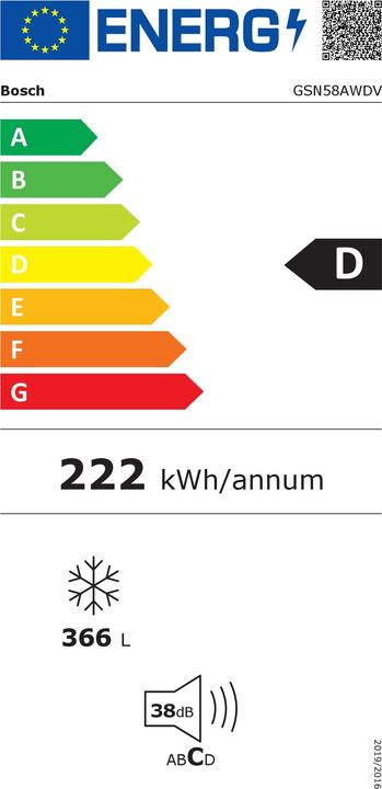 Energie-Label Bosch Hausgeräte GSN58AWDV (Freistehend, 366 l)