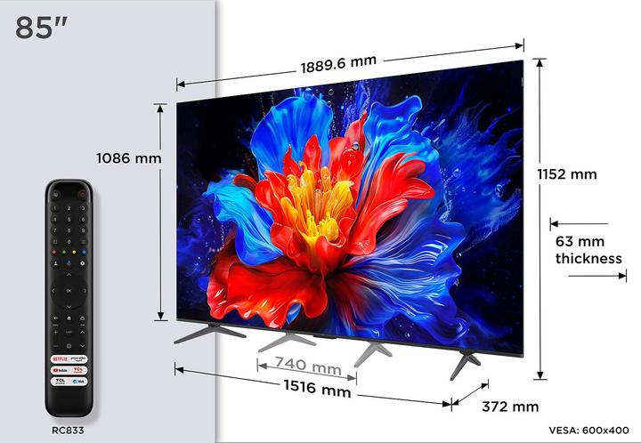 Produktbild TCL 85P8K (85", QLED, 4K, 2025)