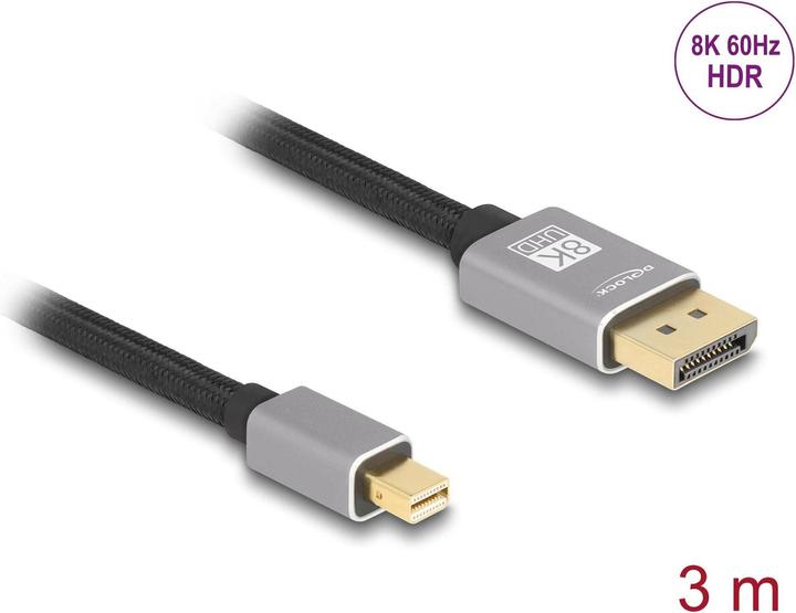 Produktbild Delock Mini DisplayPort zu DisplayPort Kabel 8K 60 Hz 3 m gr (3 m, DisplayPort)