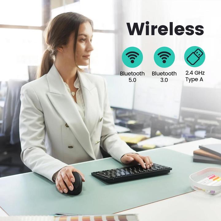 Actual product image Perixx PERIMICE-819, ergonomic vertical mouse, silent click, multi-device, black (Wireless)