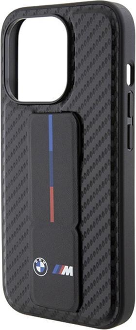Actual product image BMW BMHCP15LGSPCCK iPhone 15 Pro 6.1" czarny/black hardcase Grip Stand Smooth & Carbon (Apple iPhone 15 Pro)