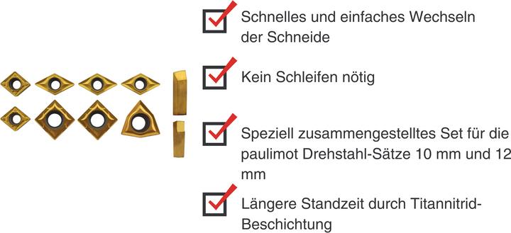 Produktbild Paulimot Schneidplatten für die Drehmeissel-Sets 10 mm und 12 mm, 10-teilig