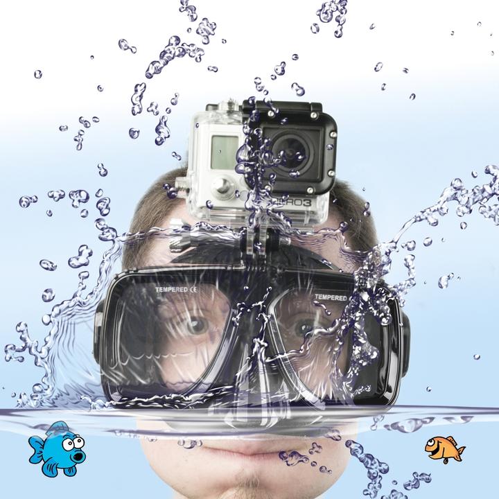 Produktbild mantona Taucherbrille mit Befestigung für GoPro (Hero 3, Hero 3+, Hero 4, Hero 2, hero 5, Hero 6)