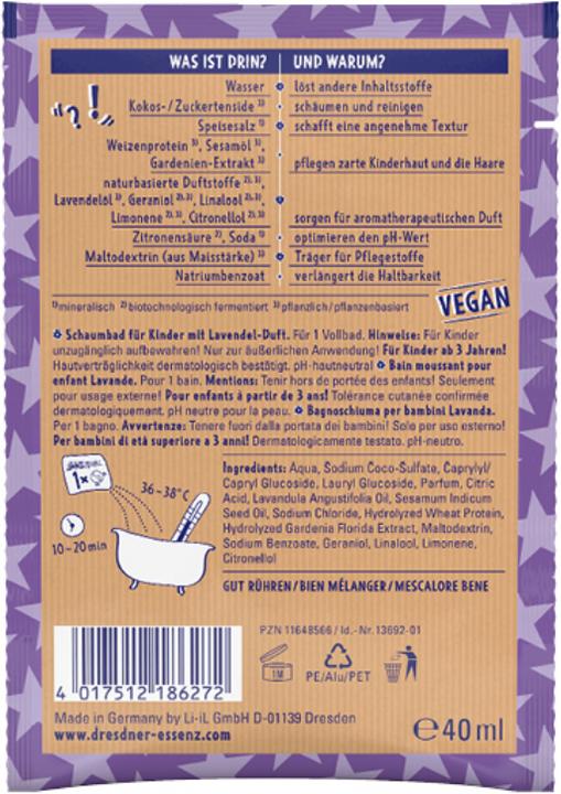 Produktbild Dresdner Essenz Dreckspatz Schaumbad Display Träum gut 16 Stück (2304 ml, Schaumbad)