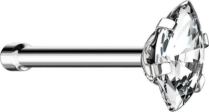 Image du produit Star Piercing Nasenstecker gerade silber Oval Kristall silber gefasst (sans laiton, Acier chirurgical 316L)