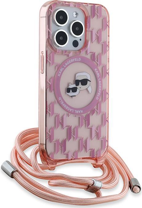 Productafbeelding Karl Lagerfeld KLHMP15XHCKCKLCP iPhone 15 Pro Max 6,7" różowy/roze hardcase IML Crossbody Monogram K (Apple iPhone 15 Pro Max)