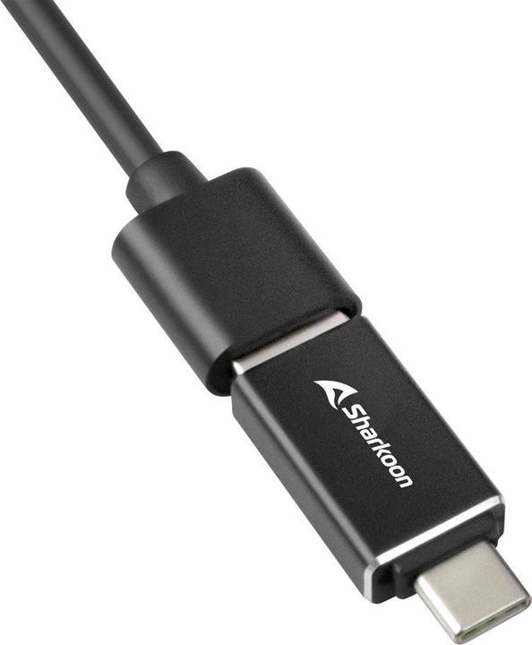 Actual product image Sharkoon HUB 3X USB 3.2 +RJ45 ALU BLACK (USB-C, 3 Ports)