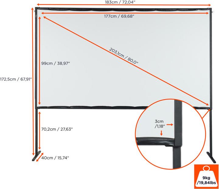 Immagine prodotto Celexon schermo a cornice pieghevole linea basic 16:9, 80" - schermo a cornice, home cinema e schermo da (80", 16:9)