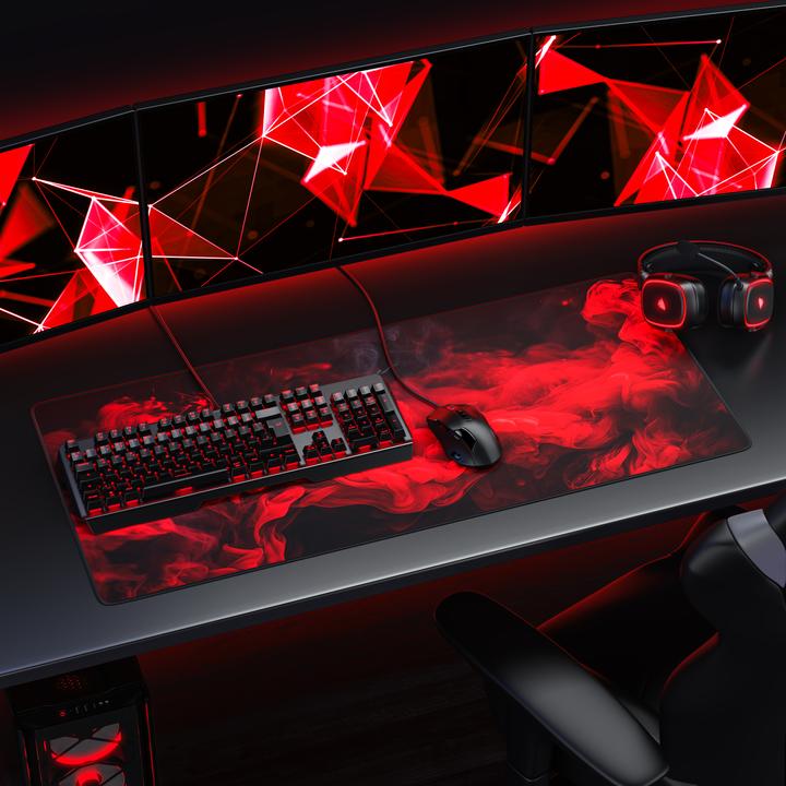 Produktbild Titanwolf Gaming Mauspad, 900 x 400mm XXL Speed Gaming Mausmatte, Mousepad Extragrosse Fläche, Red Smoke (XXL)