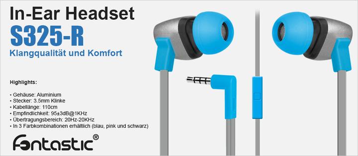 Produktbild fontastic In-Ear Stereo-Headset S325-R blau, 3,5mm ALU Gehäuse (Kabellos)