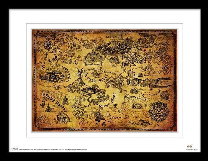 Produktbild The Legend of Zelda Hyrule Map Framed Art Print (30 x 40 cm)