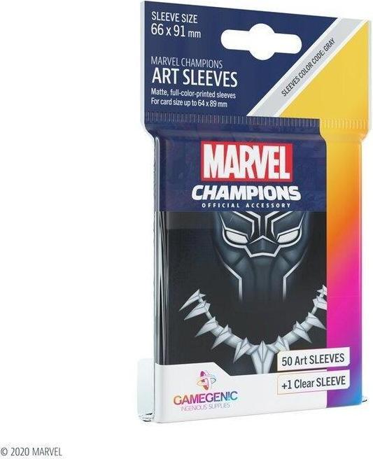 Actual product image Gamegenic GGS10094ML - Marvel Champions Art Sleeves - Black Panther (50 + 1 Sleeves)